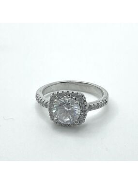 Sterling Silver & Cubic Zirconia Engagement Promise Cocktail Ring Size 6